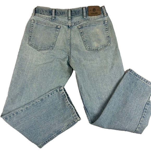 Wrangler Jeans Mens 34x30 Straight Leg Denim Light Wash Vintage Cowboy Western - Picture 5 of 14